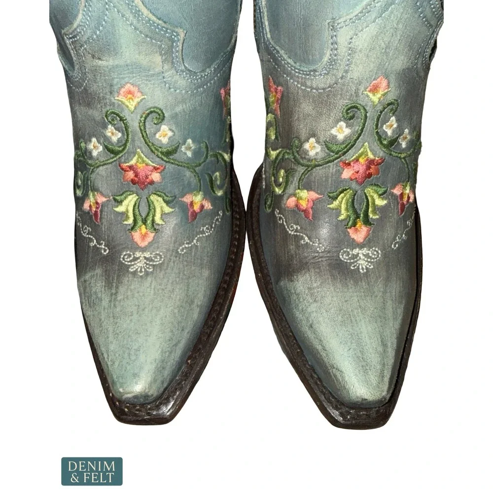 NEW‎ Dan Post Flower Child Turquoise Embroidered Knee High Western Boots 6.5 - Picture 4 of 16
